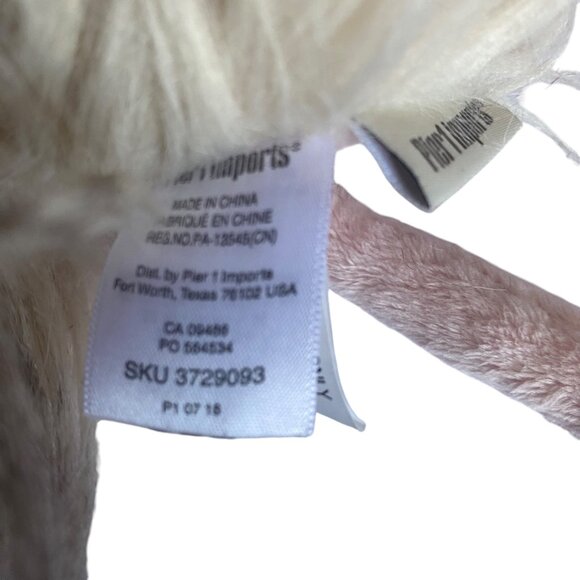 Pier 1 Imports Plush Flamingo Stuffed Animal Toy 8" Sit Fluffy Long Hair - Picture 3 of 7